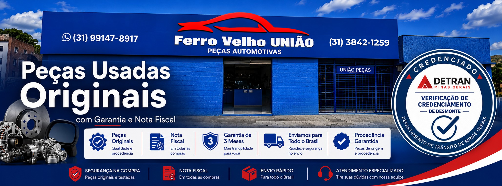 Ferro Velho União — Peças usadas originais com garantia e nota fiscal